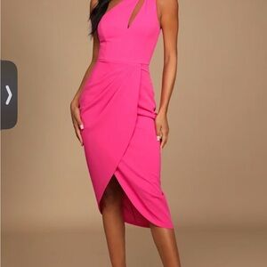 NEW Lulu's Vibrant Pink One-Shoulder Dress